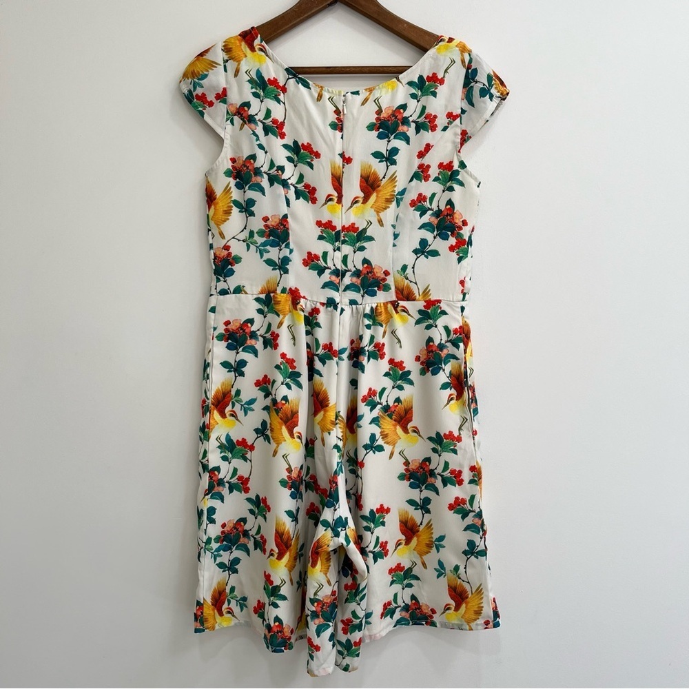 Eshakti tropical bird print romper bow detail retro vintage inspired medium - Picture 4 of 14